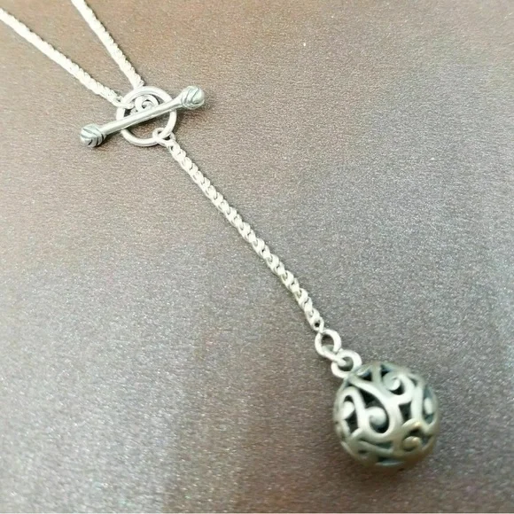 Silpada Simple Delight Sterling Silver Filigree Ball Lariat Chain Necklace N1619